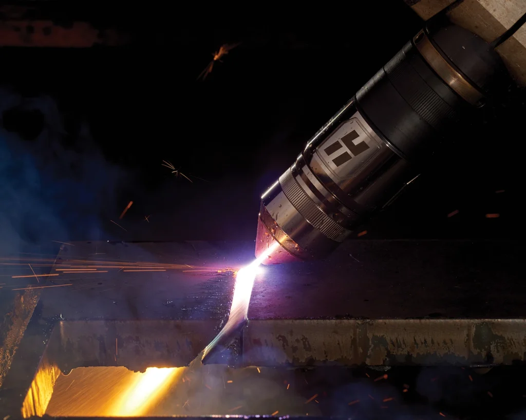 Hypertherm XPR torch cutting steel plate